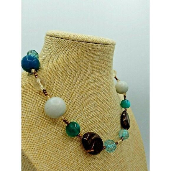 Beaded Choker Necklace Chunky Glass - Picture 4 of 5